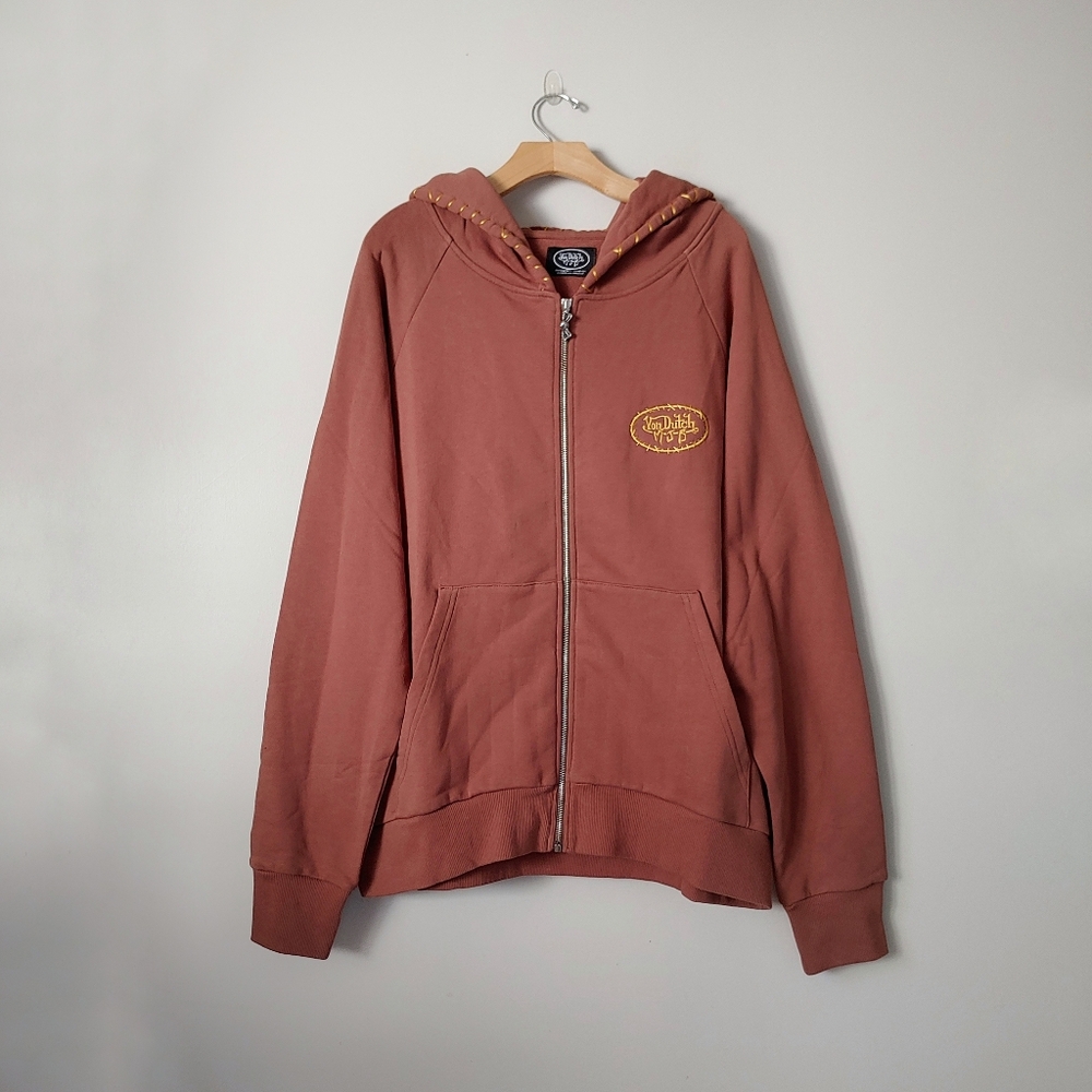 Von Dutch x MJB Marc Jacques Burton Brown Zip Hoodie Size XL
